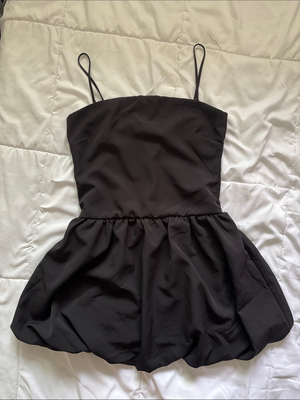 Little Black Spaghetti Strap Bubble Dress